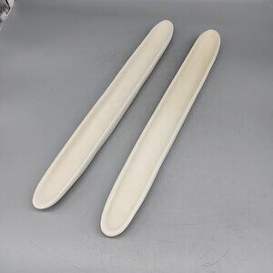VTG Carnevale McCarty of Memphis Pottery White 16" Olive Boats Tray Dish Set 2